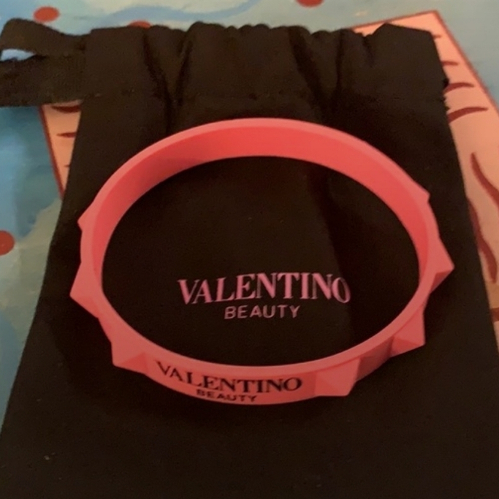 VALENTINO Rose Pink Studs Silicone Wrist Bracelet